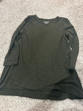 Chico's Olive Scoop-Neck Tunic Top